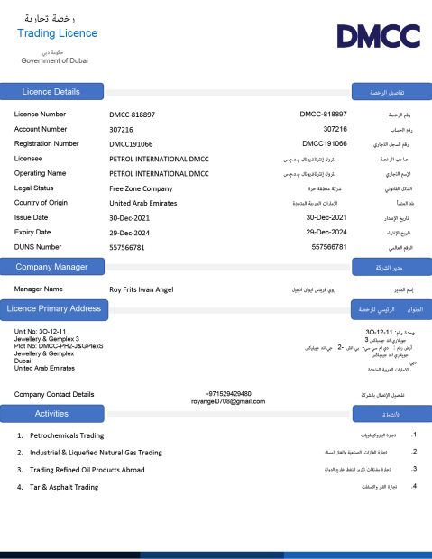 e-License Certificate from License Petrol International DMCC -01